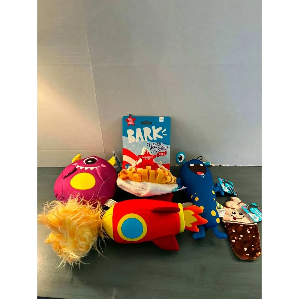 Bark‎ Play On! Dog Toy Bundle Multi New Rocket Monster Float Treat Hider 6pc Set